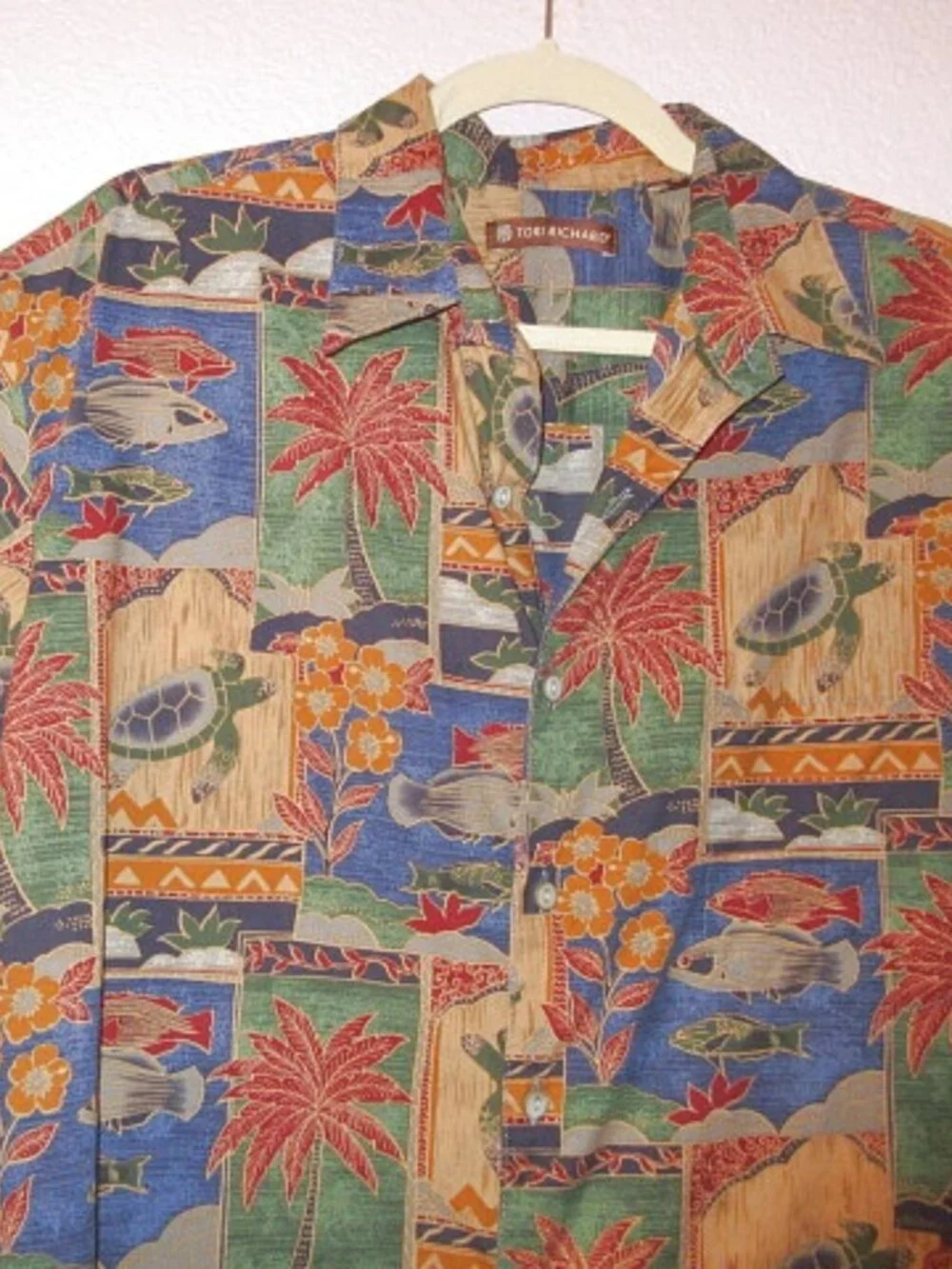 Tori Richard Cotton Lawn Shirt Mens M Button Silky Camp Turtle Paradise Floral